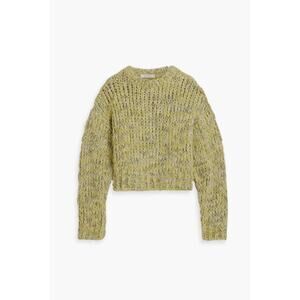 Frame Marl Alpaca Blend Lime Green Cropped Sweater Small